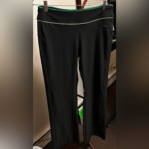 Nike Black Pants with Neon Green Trim and green Logo
